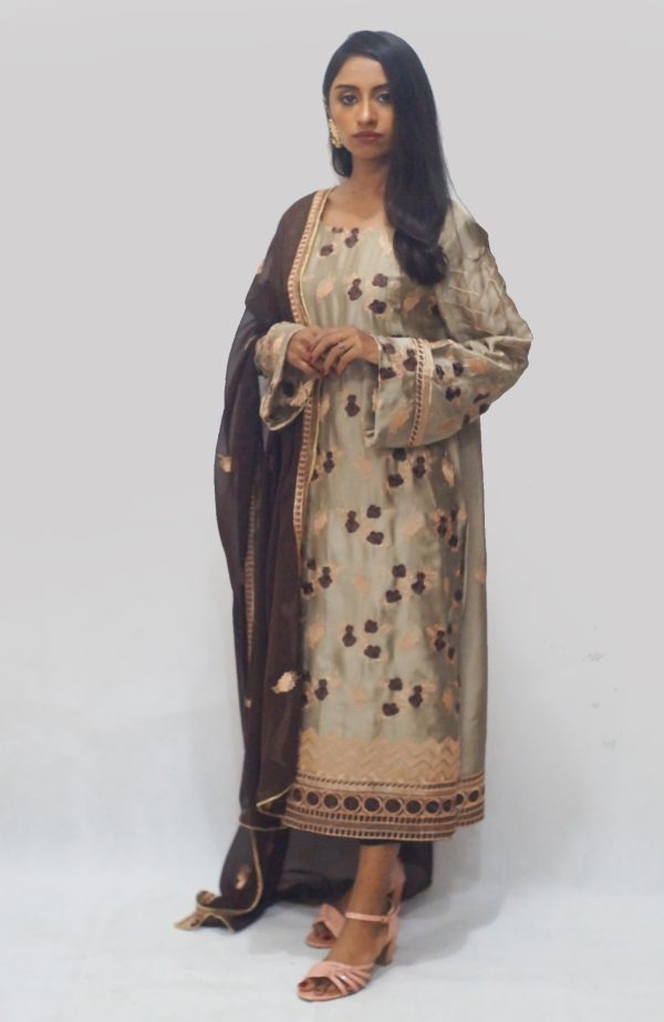 Anmol (3 Piece Silk Embroidered Suit)