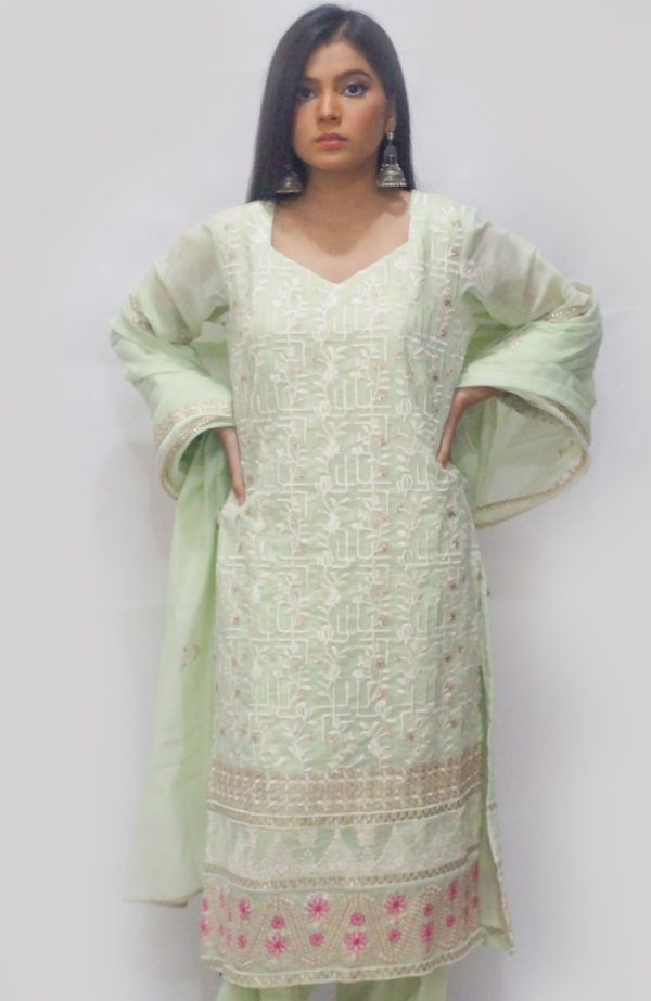 Khushboo (3 Piece Stitched Cotton Embroidered Suit) - Image 3