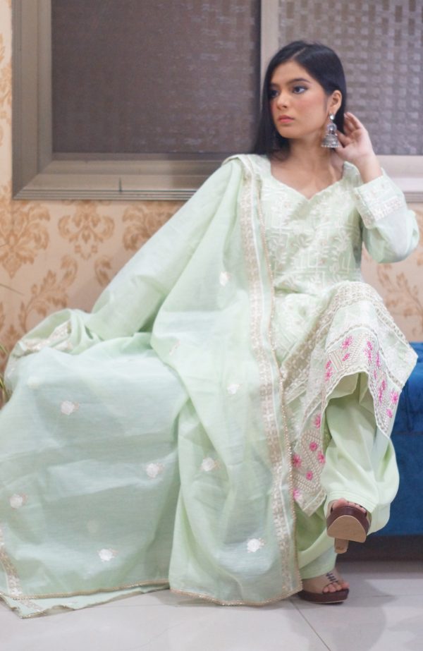 Khushboo (3 Piece Stitched Cotton Embroidered Suit) - Image 4